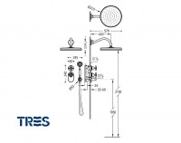 MEDIDAS KIT TERMOSTATICA DUCHA CLASIC TRES